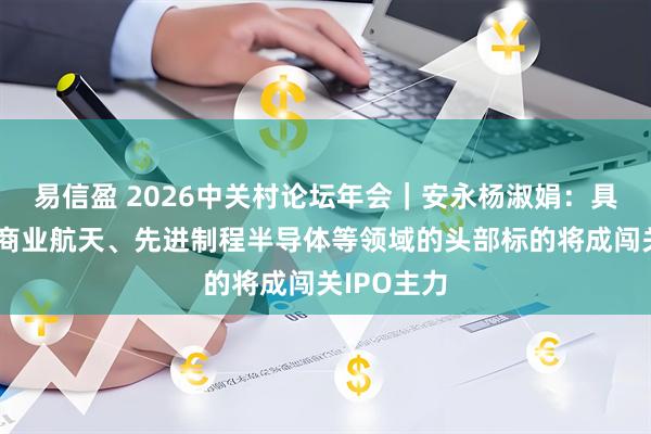 易信盈 2026中关村论坛年会｜安永杨淑娟：具身智能、商业航天、先进制程半导体等领域的头部标的将成闯关IPO主力